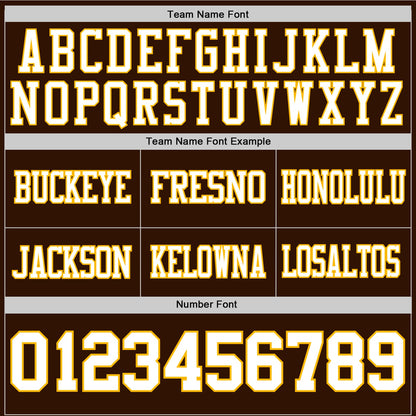 Custom Brown White-Gold Mesh Authentic Football Jersey - Sky-Custom