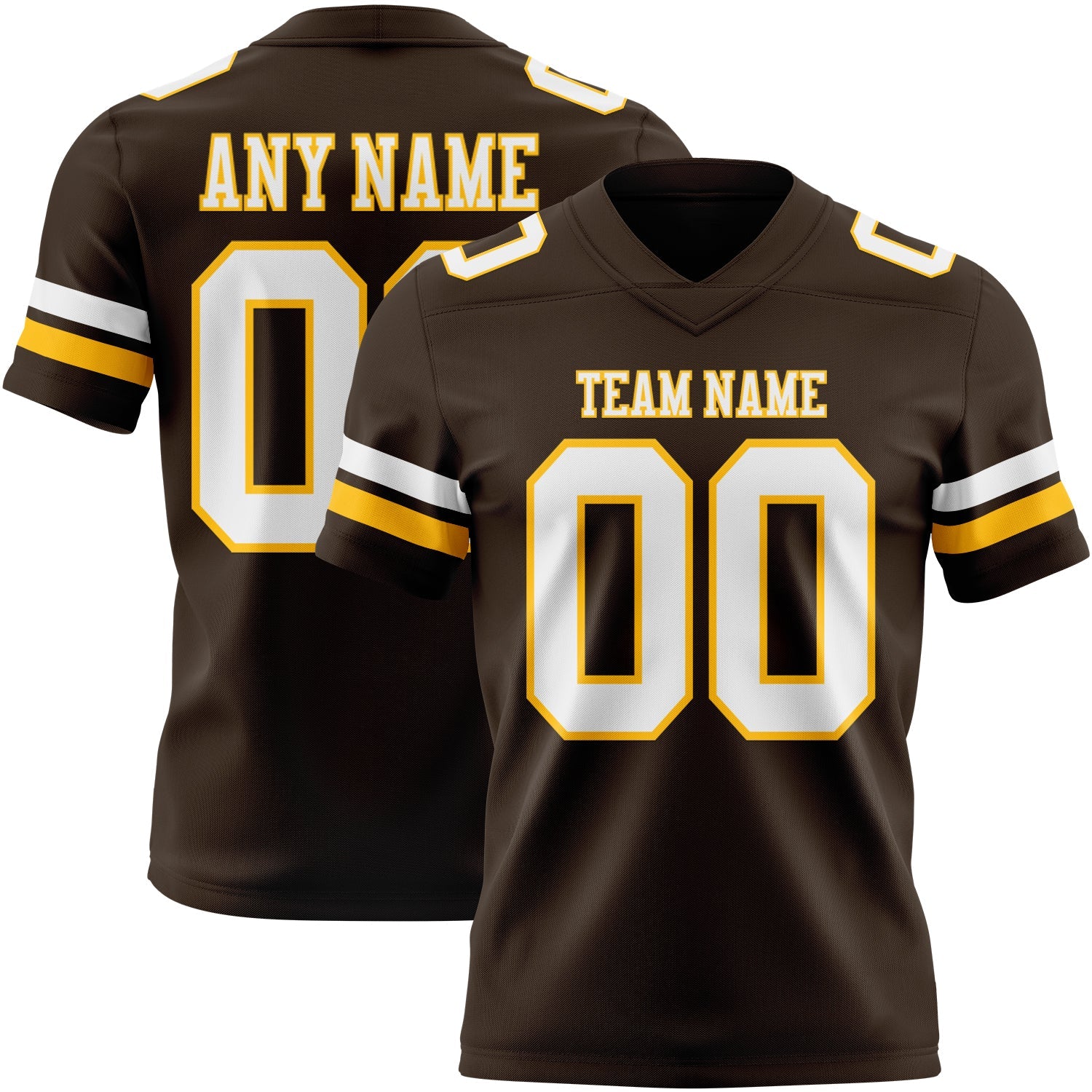 Custom Brown White-Gold Mesh Authentic Football Jersey - Sky-Custom