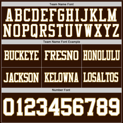 Custom Brown White-Old Gold Mesh Authentic Football Jersey - Sky-Custom