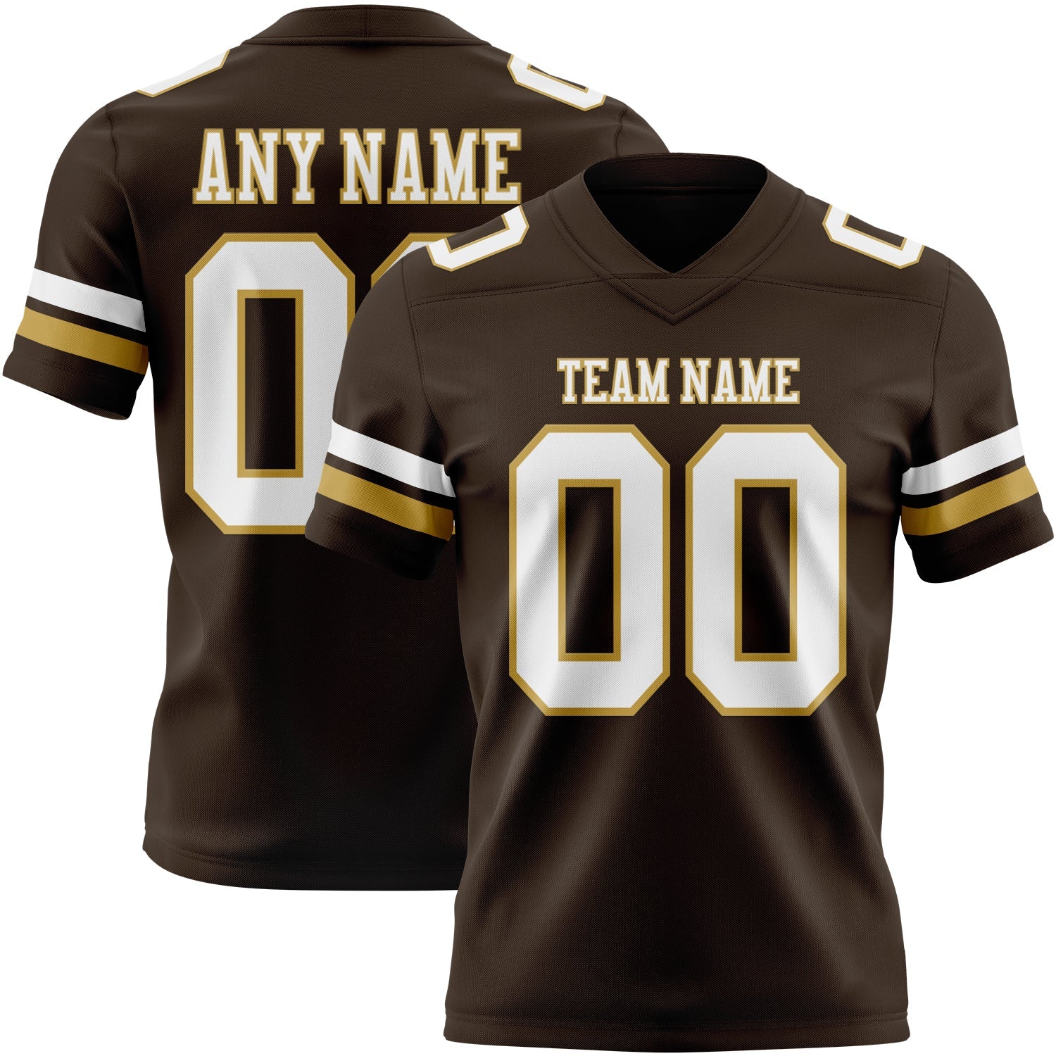Custom Brown White-Old Gold Mesh Authentic Football Jersey - Sky-Custom