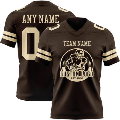 Custom Brown Cream Mesh Authentic Football Jersey - Sky-Custom