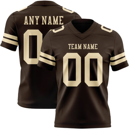 Custom Brown Cream Mesh Authentic Football Jersey - Sky-Custom