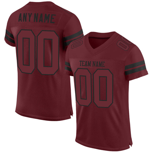 Custom Burgundy Burgundy-Black Mesh Authentic Football Jersey - Sky-Custom