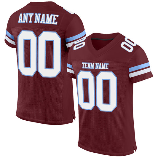 Custom Burgundy White-Light Blue Mesh Authentic Football Jersey - Sky-Custom