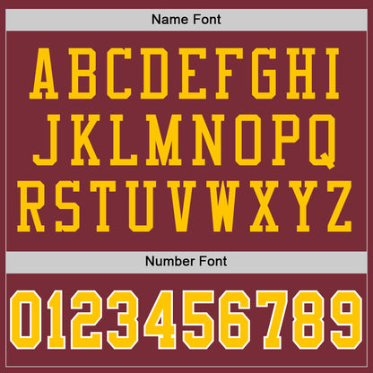 Custom Burgundy Gold-White Mesh Authentic Throwback Football Jersey - Sky-Custom