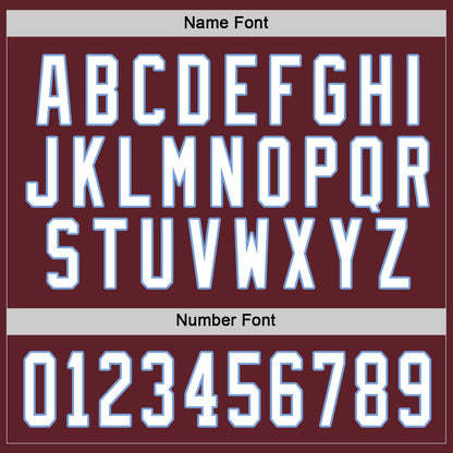 Custom Burgundy White-Light Blue Hockey Jersey - Sky-Custom