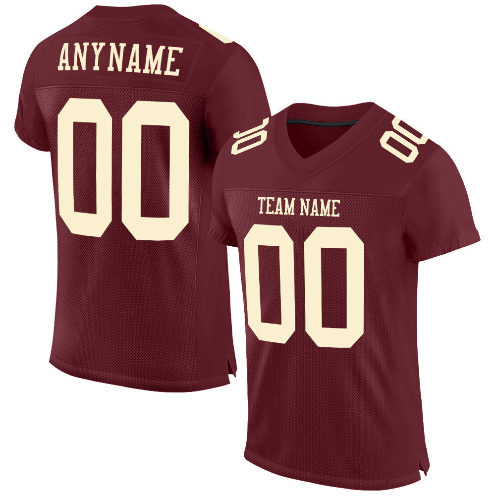 Custom Burgundy Cream Mesh Authentic Football Jersey - Sky-Custom