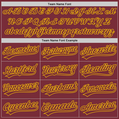 Custom Burgundy Yellow Authentic Baseball Jersey - Sky-Custom