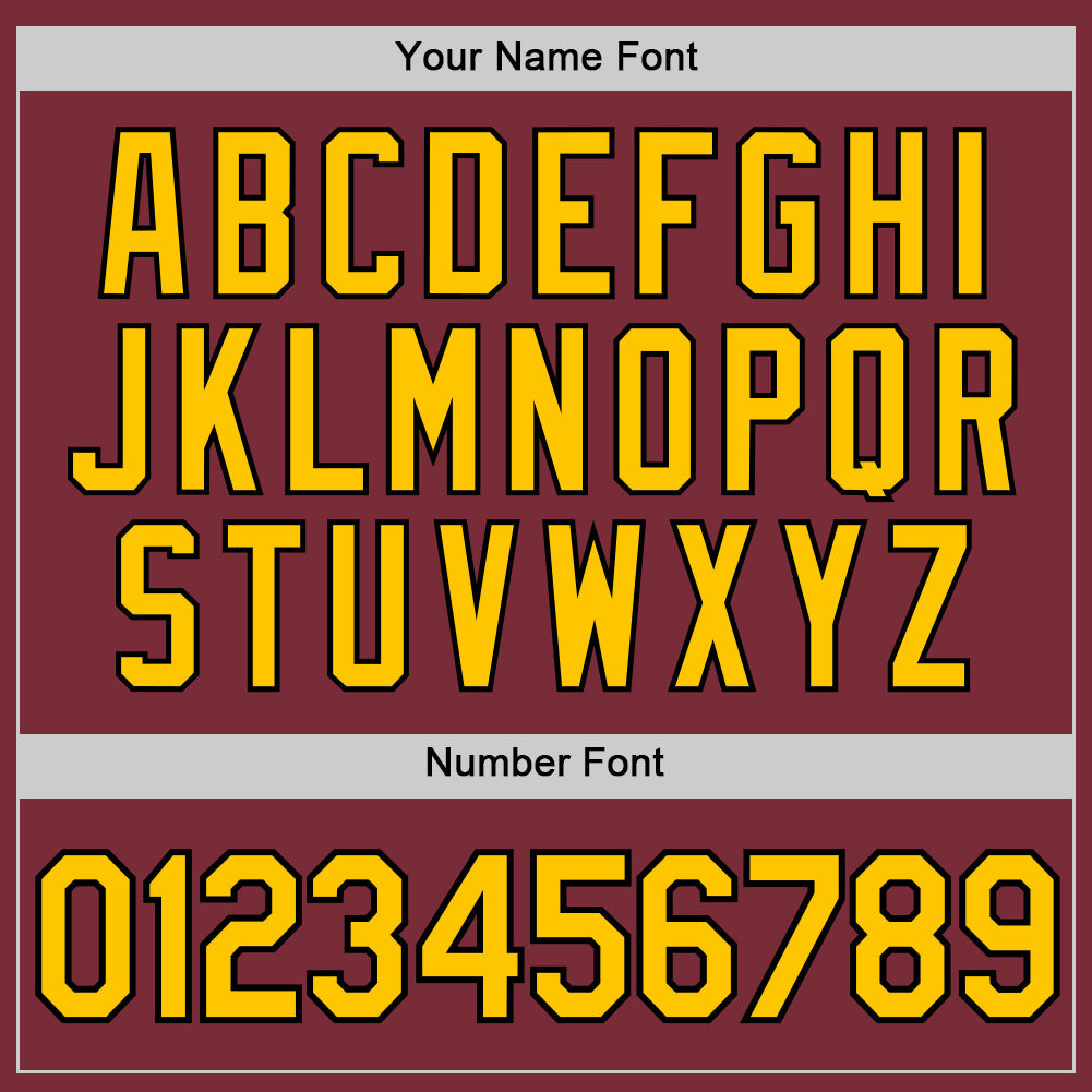 Custom Burgundy Yellow-Black Authentic Baseball Jersey - Sky-Custom