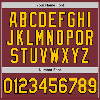 Custom Burgundy Yellow-Black Authentic Baseball Jersey - Sky-Custom
