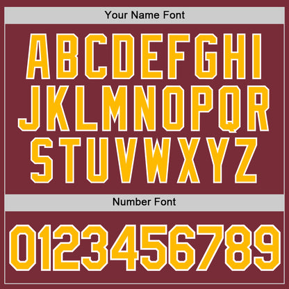 Custom Burgundy Gold-White Authentic Baseball Jersey - Sky-Custom