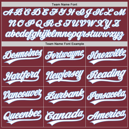 Custom Burgundy White-Light Blue Authentic Baseball Jersey - Sky-Custom