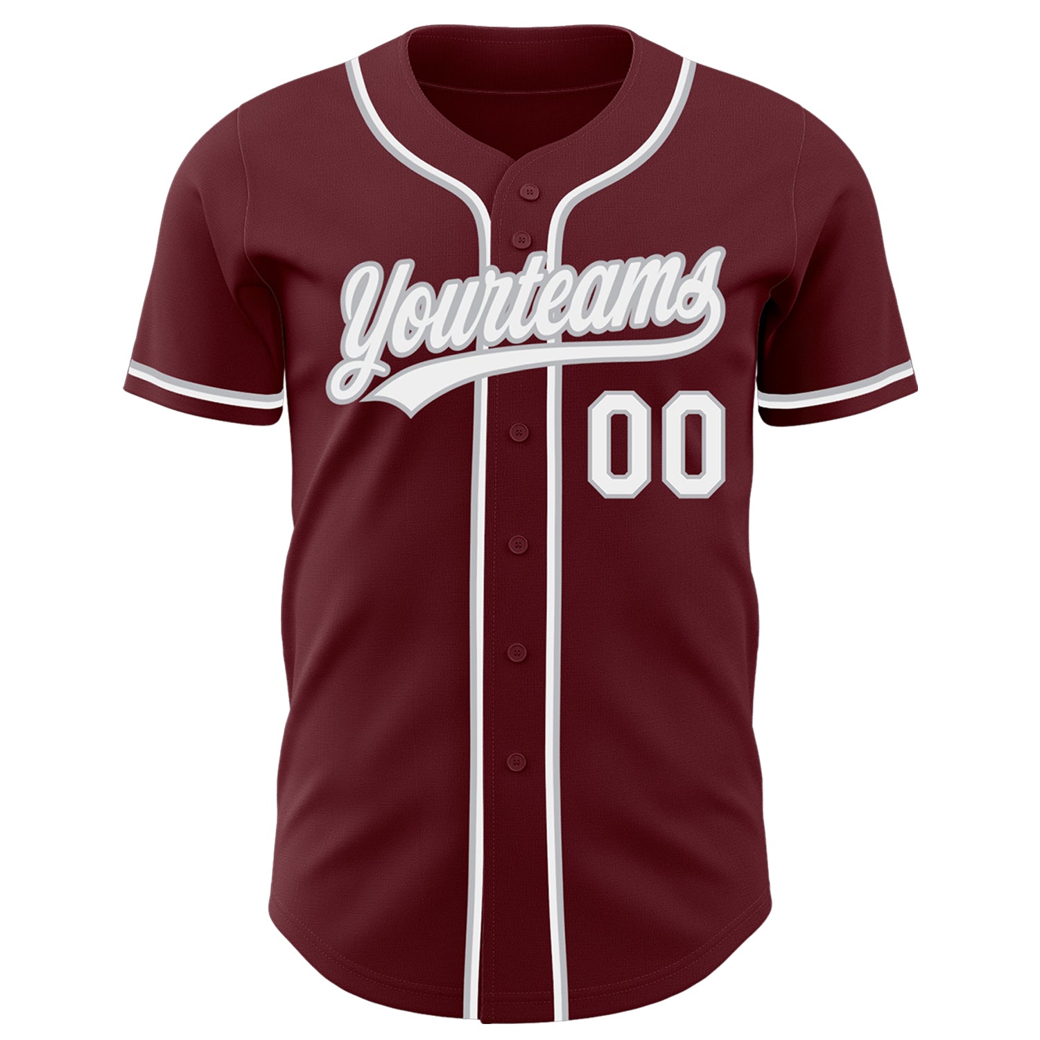 Custom Burgundy White-Gray Authentic Baseball Jersey - Sky-Custom