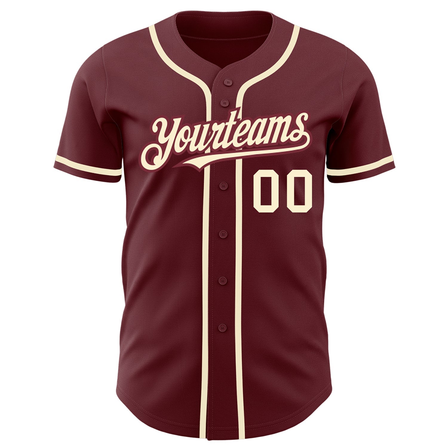 Custom Burgundy Cream Authentic Baseball Jersey - Sky-Custom