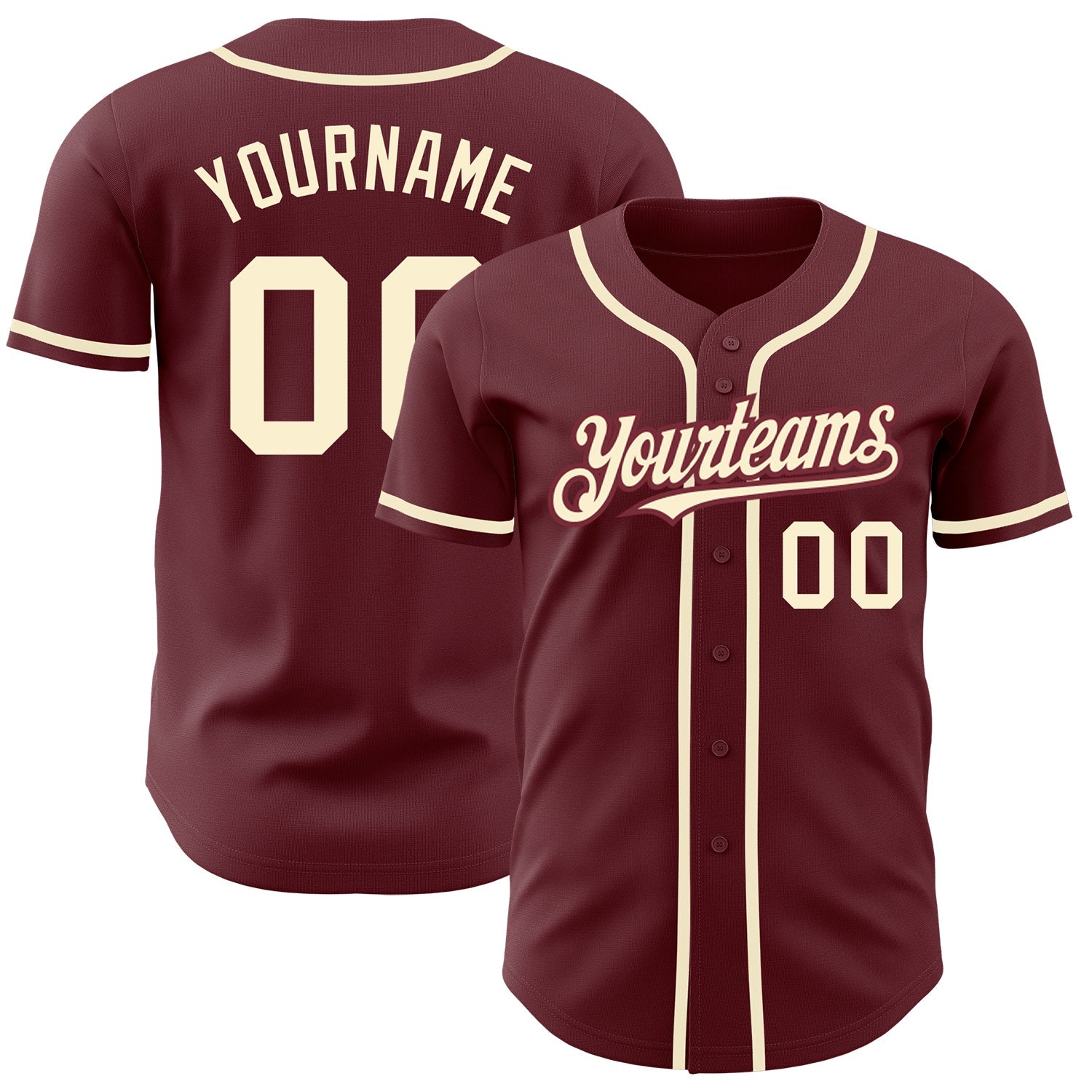 Custom Burgundy Cream Authentic Baseball Jersey - Sky-Custom