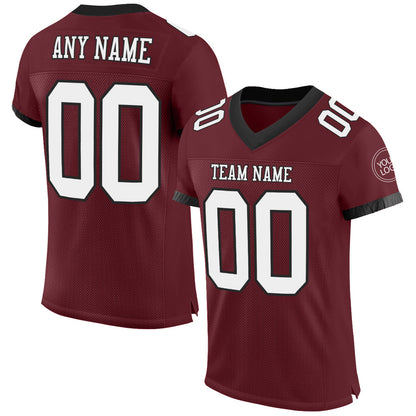 Custom Burgundy White-Black Mesh Authentic Football Jersey - Sky-Custom