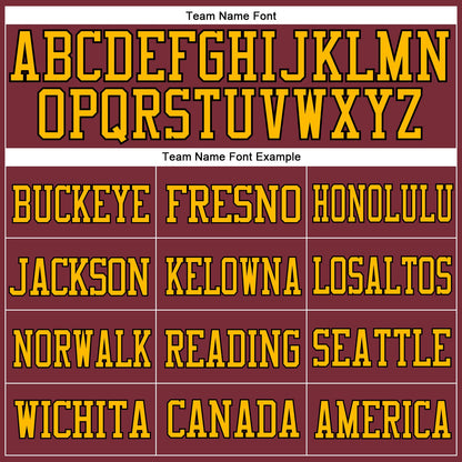 Custom Burgundy Gold-Black Mesh Authentic Football Jersey - Sky-Custom