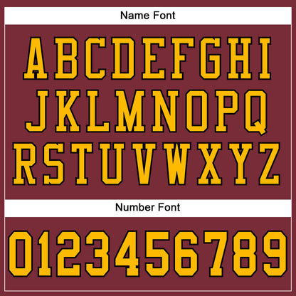 Custom Burgundy Gold-Black Mesh Authentic Football Jersey - Sky-Custom