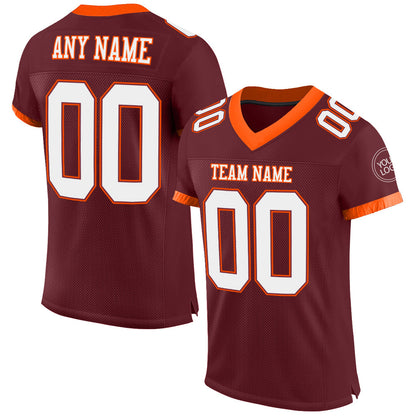 Custom Burgundy White-Orange Mesh Authentic Football Jersey - Sky-Custom