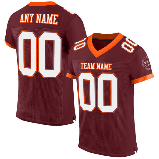 Custom Burgundy White-Orange Mesh Authentic Football Jersey - Sky-Custom