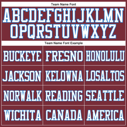 Custom Burgundy White-Powder Blue Mesh Authentic Football Jersey - Sky-Custom