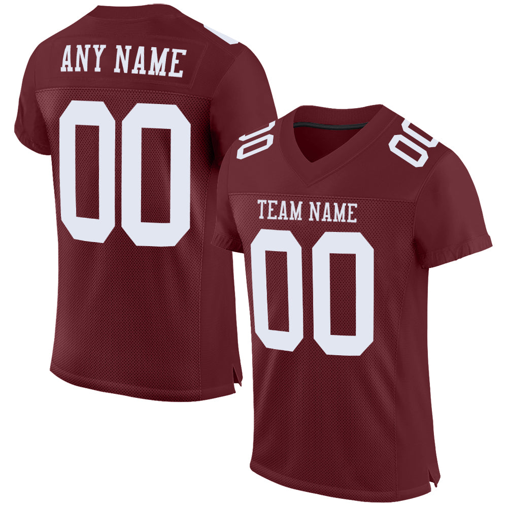 Custom Burgundy White Mesh Authentic Football Jersey - Sky-Custom
