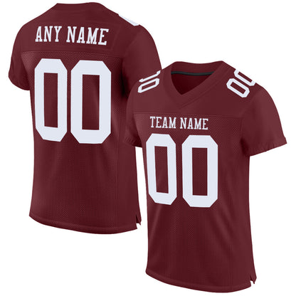 Custom Burgundy White Mesh Authentic Football Jersey - Sky-Custom