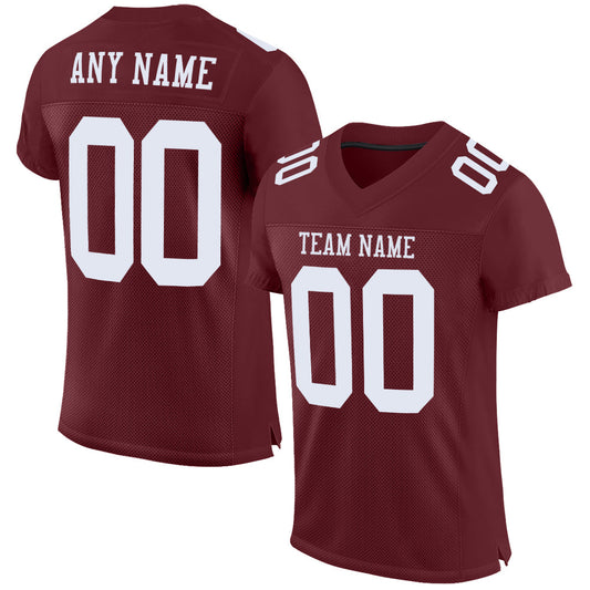 Custom Burgundy White Mesh Authentic Football Jersey - Sky-Custom