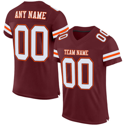 Custom Burgundy White-Orange Mesh Authentic Football Jersey - Sky-Custom