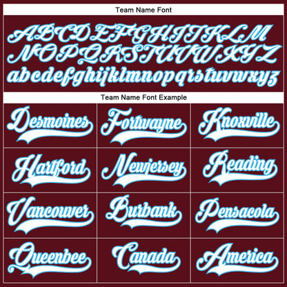 Custom Burgundy White-Sky Blue Hockey Lace Neck Jersey - Sky-Custom