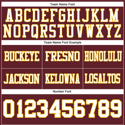 Custom Burgundy White-Gold Mesh Authentic Football Jersey - Sky-Custom