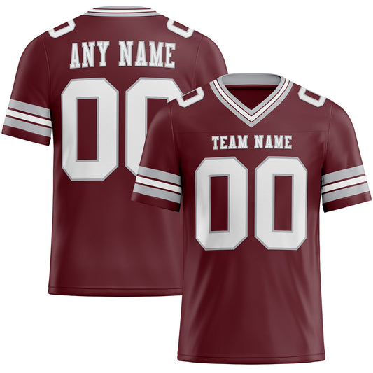 Custom Burgundy White-Gray Mesh Authentic Football Jersey - Sky-Custom