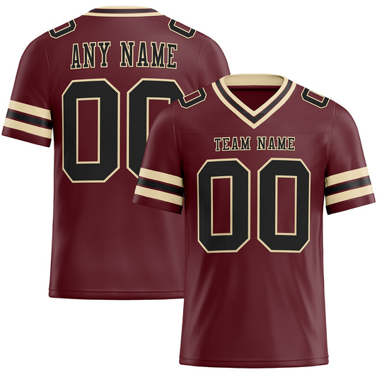 Custom Burgundy Black-City Cream Mesh Authentic Football Jersey - Sky-Custom