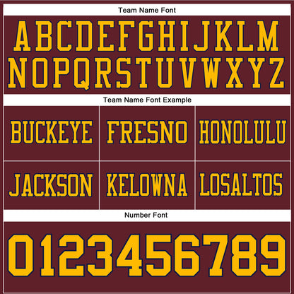 Custom Burgundy Gold-Navy Mesh Authentic Football Jersey - Sky-Custom