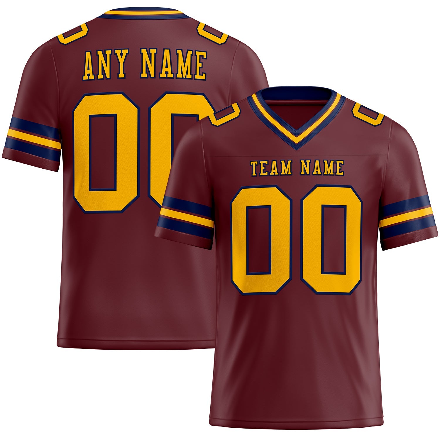 Custom Burgundy Gold-Navy Mesh Authentic Football Jersey - Sky-Custom