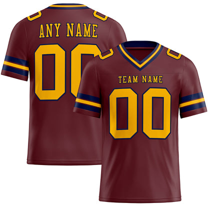Custom Burgundy Gold-Navy Mesh Authentic Football Jersey - Sky-Custom