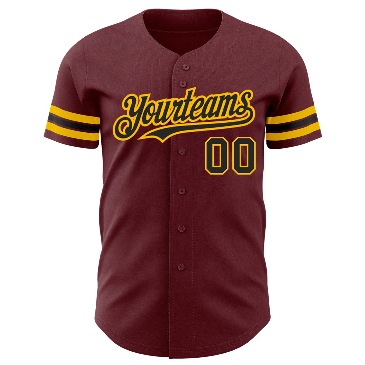 Custom Burgundy Black-Gold Authentic Baseball Jersey - Sky-Custom