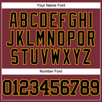 Custom Burgundy Black-Gold Authentic Baseball Jersey - Sky-Custom