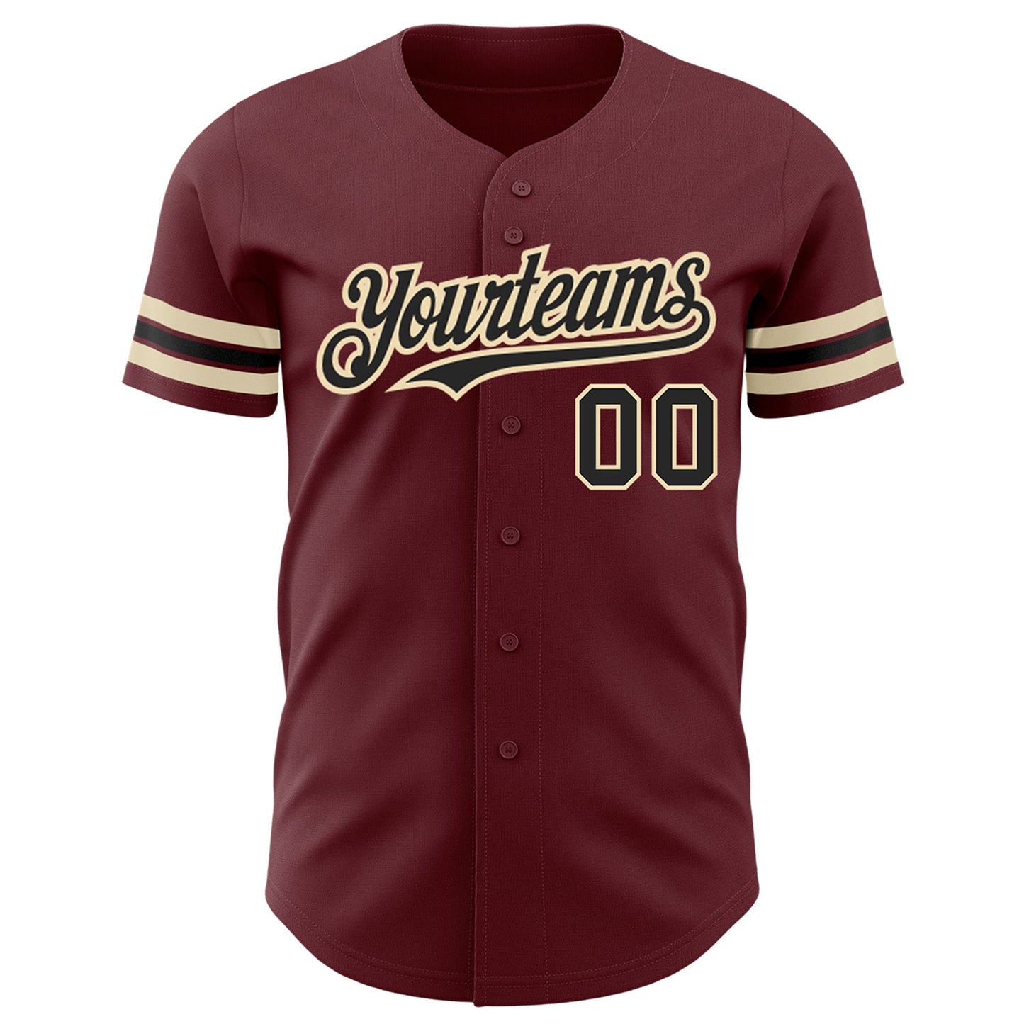 Custom Burgundy Black-City Cream Authentic Baseball Jersey - Sky-Custom