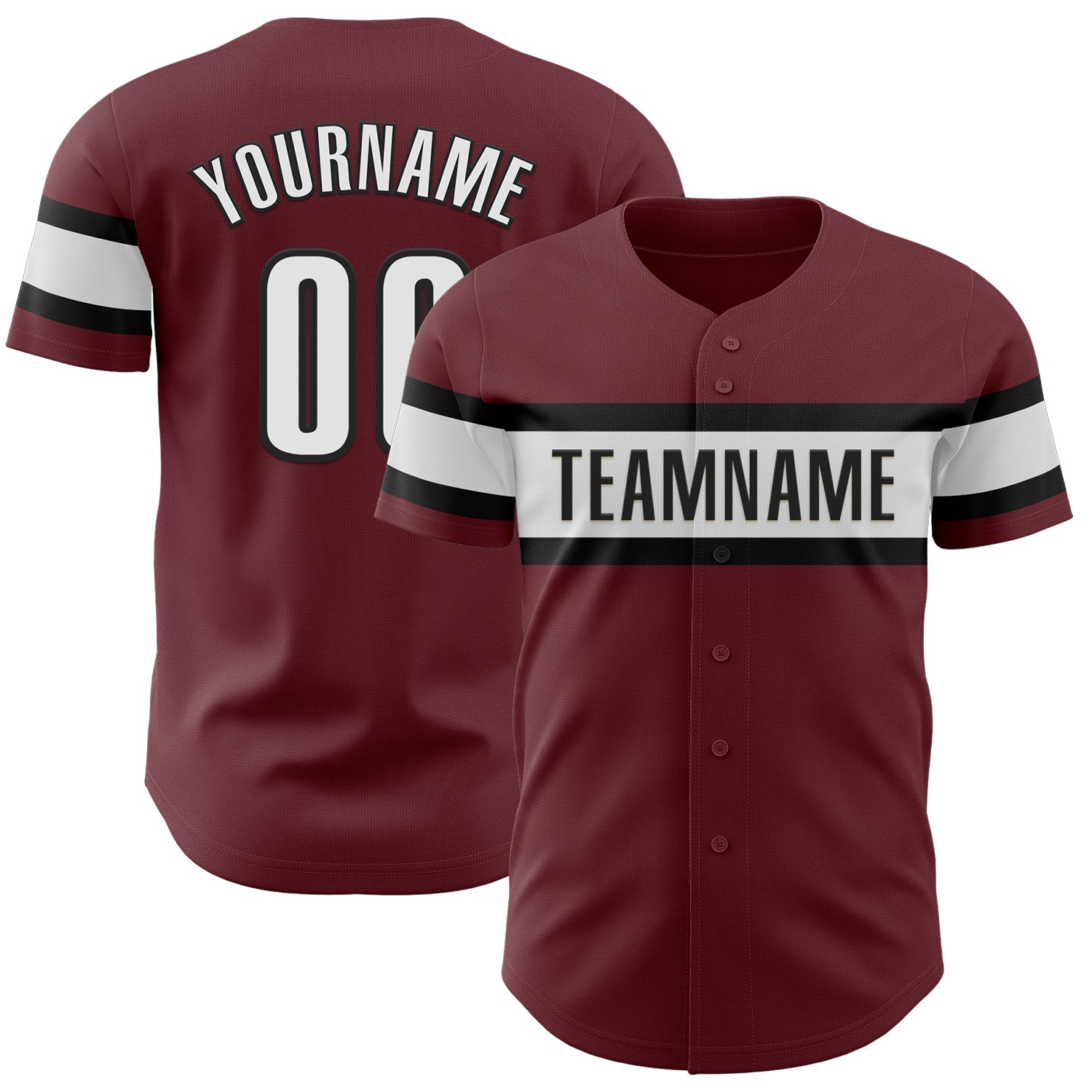 Custom Burgundy White-Black Authentic Baseball Jersey - Sky-Custom