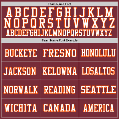 Custom Burgundy White-Orange Mesh Authentic Throwback Football Jersey - Sky-Custom