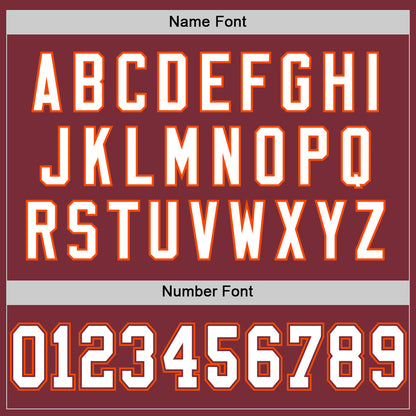 Custom Burgundy White-Orange Mesh Authentic Throwback Football Jersey - Sky-Custom