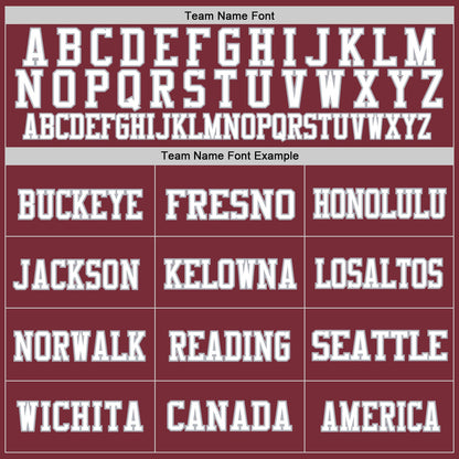 Custom Burgundy Gray-White Mesh Authentic Throwback Football Jersey - Sky-Custom