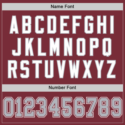 Custom Burgundy Gray-White Mesh Authentic Throwback Football Jersey - Sky-Custom