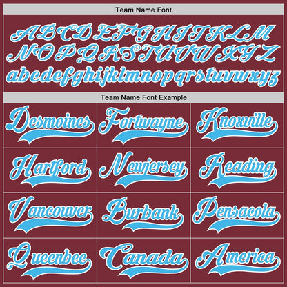 Custom Burgundy Sky Blue-White Hockey Lace Neck Jersey - Sky-Custom