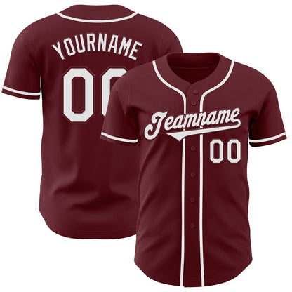 Custom Burgundy White Authentic Baseball Jersey - Sky-Custom