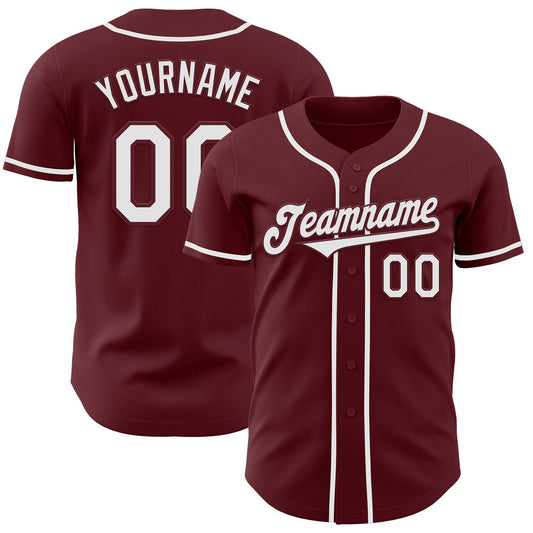 Custom Burgundy White Authentic Baseball Jersey - Sky-Custom