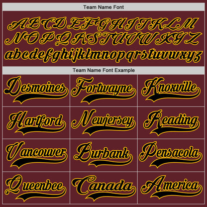 Custom Burgundy Black-Gold Hockey Jersey - Sky-Custom