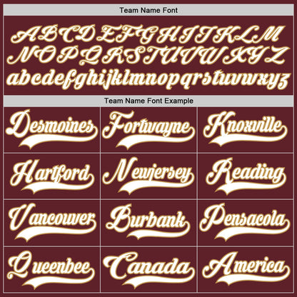 Custom Burgundy White-Old Gold Hockey Jersey - Sky-Custom