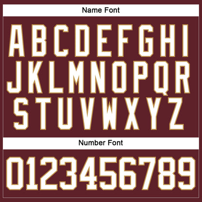 Custom Burgundy White-Old Gold Hockey Jersey - Sky-Custom